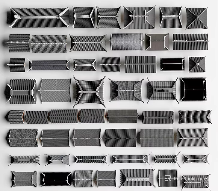 Various Metal Structural Components with Different Design Patterns and Geometric Shapes 3d model 