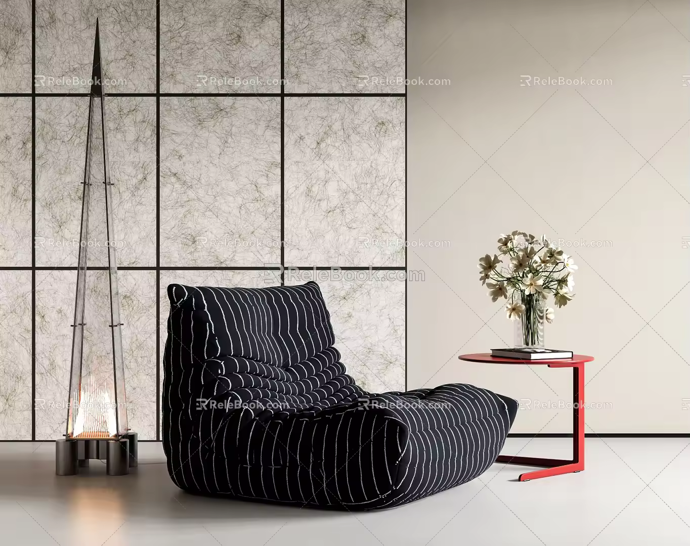 Modern Lazy Sofa Caterpillar Lazy Sofa Side Corner Dupont Paper Partition Floor Lamp 3d model