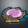 Elegant Decorative Pink Mirror With Blue And Gold Petal Shaped Frame