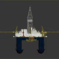 Offshore Oil Drilling Platform With Drilling Rig Crane And Support Structures 3d model