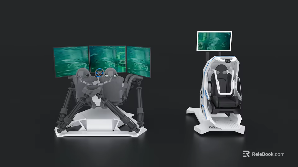 Multi Screen Amusement Simulator Equipment With Mechanical Arm And Virtual Environment Seat 3d model 