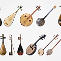 Traditional Chinese Musical Instruments Collection With Various Stringed Types And Designs 3d model