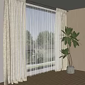 Modern Window Screen Curtain 3d model