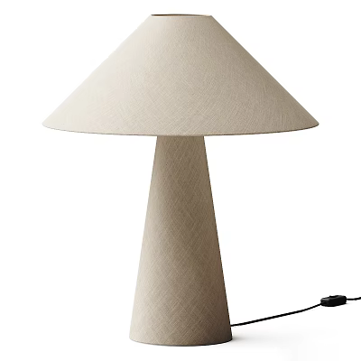 Modern Floor Lamp With Beige Linen Shade And Textured Conical Base 3d model