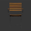 Stylish Orange Wooden Slat Armchair With Metal Frame And Folding Structure Design