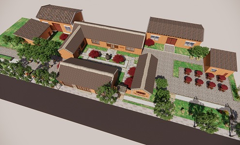 Chinese Style Folk House Rural Folk House 3d model