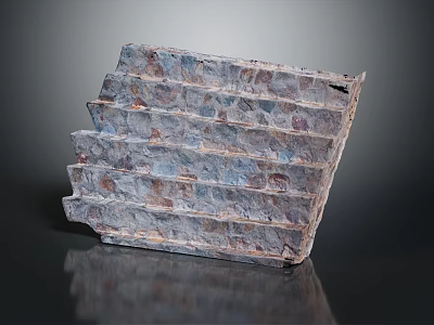 Wood Stone Decorative Material Sample with Stepped Structure Natural Texture and Color Tones 3d model