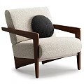 Modern Accent Chair With Light Fabric Upholstery Wooden Armrests And Black Cushion