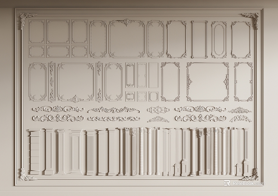 Gypsum Cornice Collection Various Decorative Designs For Home Interior Design 3d model 