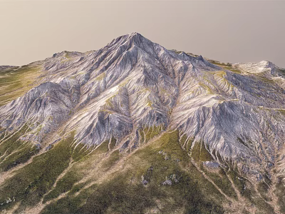 Natural Mountain Garden Landscape With Lush Green Grass And Rock Features 3d model