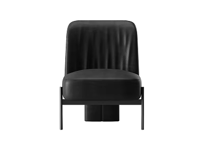 Modern Black Leather Single Sofa With Pleated Design And Metal Legs 3d model