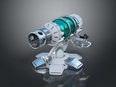 Futuristic Weapon With Mechanical Structure Blue Transparent Core And Metallic Base 3d model