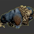 Blue Fur Giant Ape Character With Red Head Bone Decorations And Leather Armor