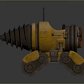 Yellow Industrial Hardware Tools With Spiral Drill Bit And Tracked Undercarriage Structure Design