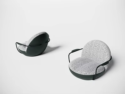 Modern Leisure Chair With Rounded Shape Light Gray Upholstery And Black Armrests 3d model