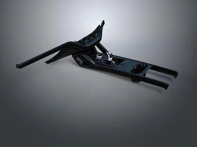Black Metal Mechanical Bracket Structure With Holes And Protruding Parts 3d model
