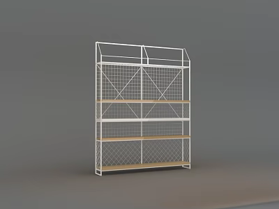 White Metal Frame Display Shelf With Multi Tier Grid Design For Retail Use 3d model