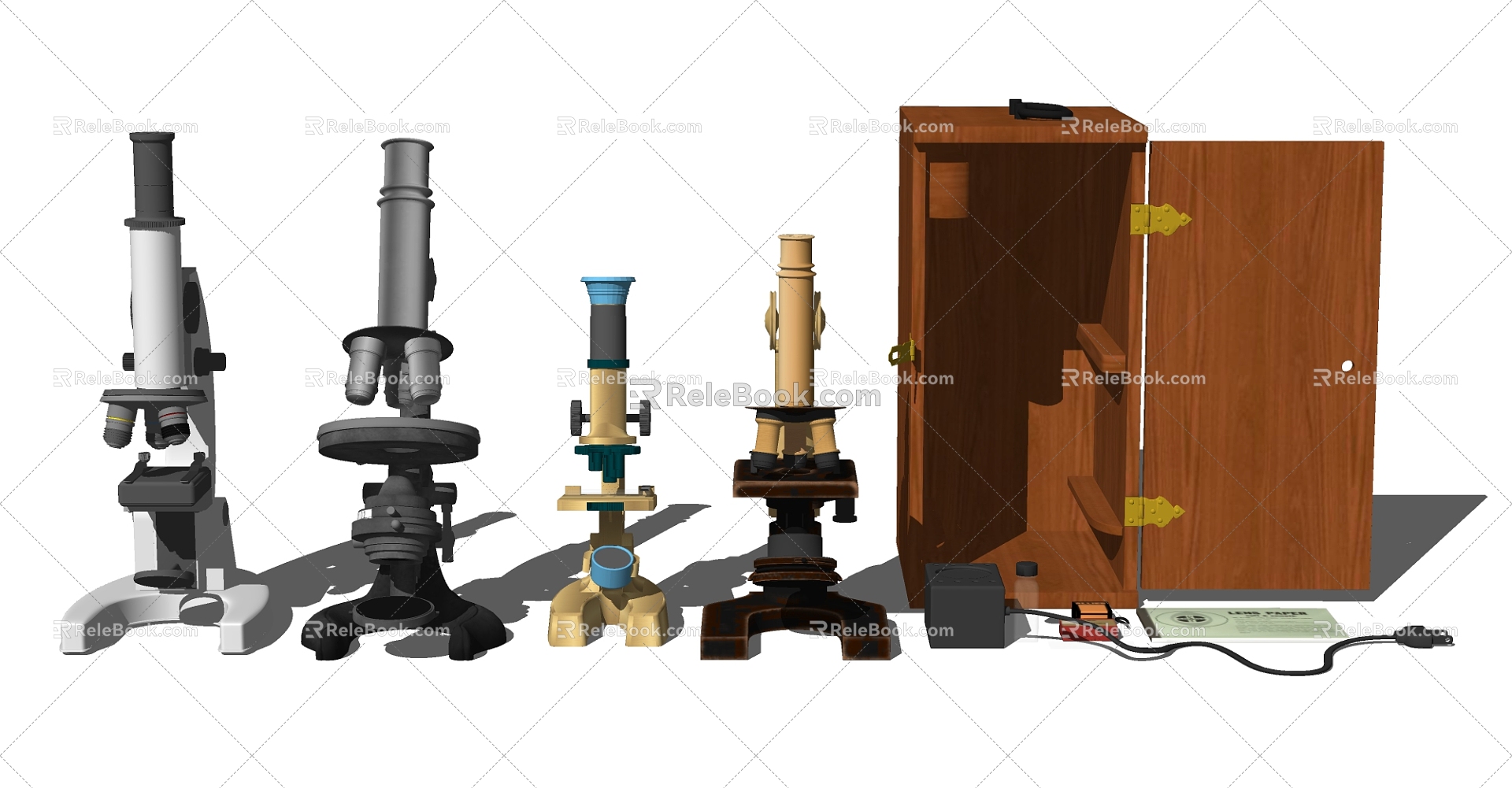 Modern Microscope Medical Optical Microscope Combinations 3d model