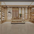 Warm Natural Wooden Mall Gift Shop Displaying Fine Ceramics And Traditional Handmade Woven Crafts