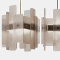 Modern Brushed Metal Chandelier With Sleek Rectangular Slats And Contemporary Design