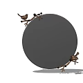 Round Decorative Mirror with Birds Perched on Branches for Home Wall Decor