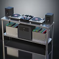High Quality Commercial DJ Equipment With Dual Turntables Mixer Speakers Vinyl Storage And Metal Stand