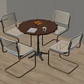 Middle-style round dining table 3d model