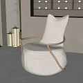 Elegant White Single Sofa With Gold Metal Armrests And Modern Design In Gray Interior With Green Plant