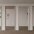 Modern Minimalist Room With Four Doorways Wall Artworks And Wooden Flooring