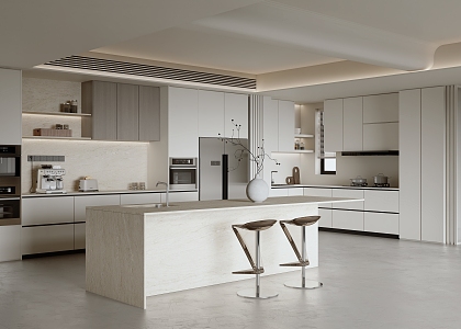 Minimalist Open Kitchen 3d model