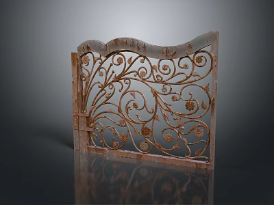 Ornate Wrought Iron Entrance Gate With Intricate Scrolls And Floral Patterns Design 3d model