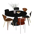 Modern Dining Table and Chair Combination Round Dining Table Dining Chair Single Chair 3d model