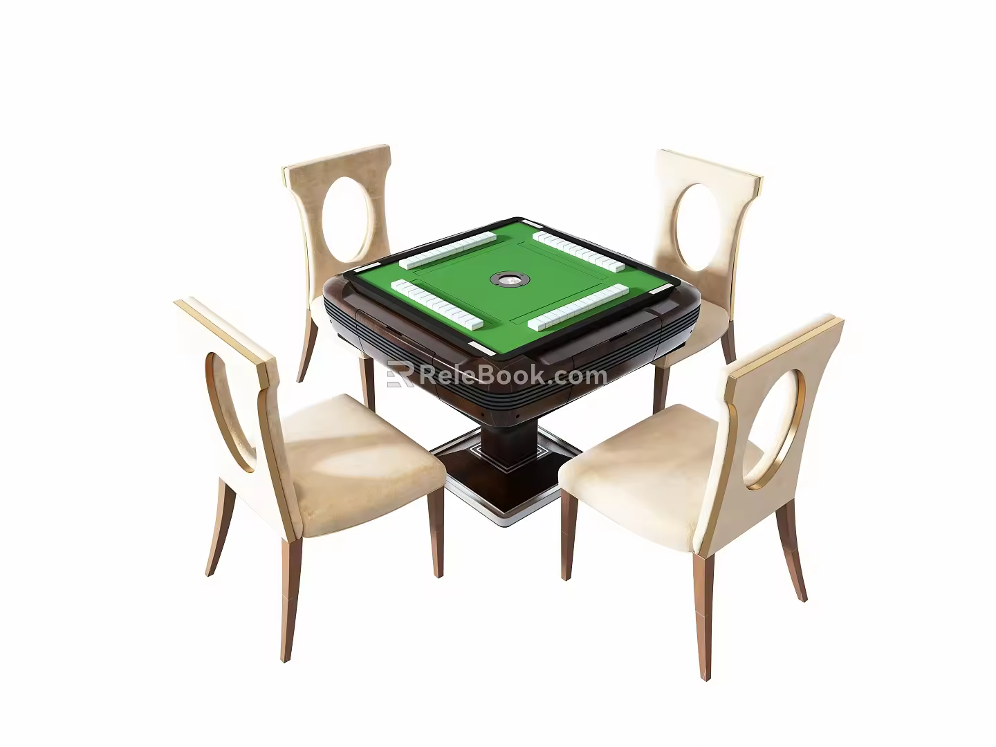 Modern Mahjong Table and Chair Combination 3d model
