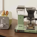 Toaster And Coffee Maker On Kitchen Counter For Breakfast Preparation 3d model