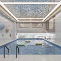 Modern Indoor Swimming Pool Facility With Spacious Lanes Glass Walls And Comfortable Rest Areas