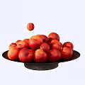Fresh Red Plums Filled In Black Plate Looking Juicy And Delicious