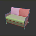 Stylish Wicker Two Seater Sofa With Light Colored Cushions And Seat Pad