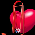Commercial Equipment Red Heart Shaped Swing Structure With Two People Seated