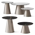Stylish Modern Coffee Tables Featuring Marble Top And Metal Cone Base Design 3d model