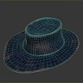 Fashionable Vintage Wide Brim Hat in Blue Pink Distressed Felt Texture