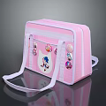 Pink Handbag With Cute Sonic Cartoon Design And Multiple Decorative Badges 3d model