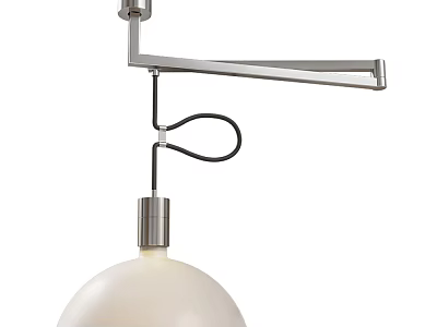 Modern Pendant Light With White Globe Shade And Silver Adjustable Metal Arm 3d model