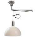 Modern Pendant Light With White Globe Shade And Silver Adjustable Metal Arm
