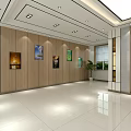 Modern Reception Area In Spacious Lobby With Marble Floor Ceiling Lights And Glass Doors