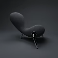 Modern Gray Leisure Chair With Curved Shape And Sleek Metal Legs