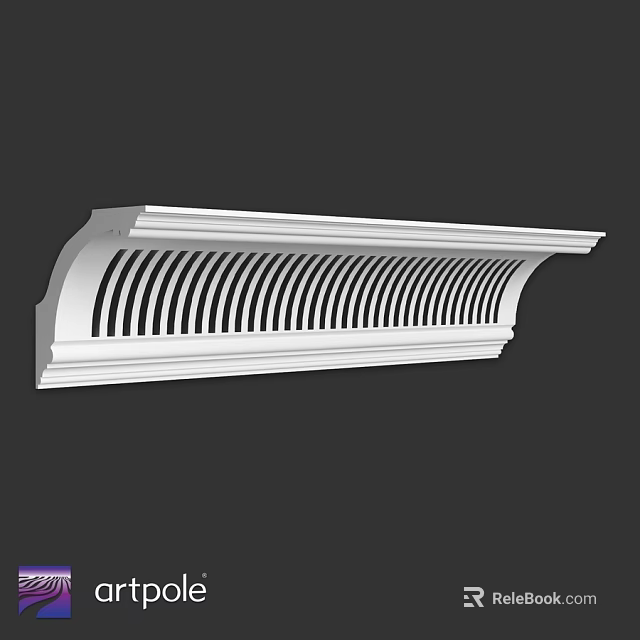 White Architectural Decorative Component With Vertical Striped Design And Smooth Edges 3d model 
