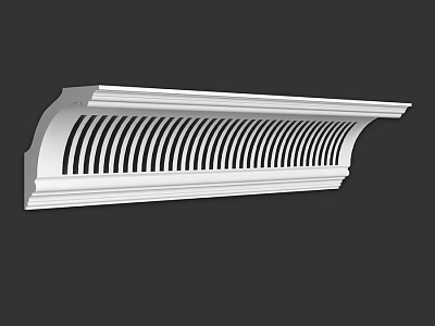 White Architectural Decorative Component With Vertical Striped Design And Smooth Edges 3d model