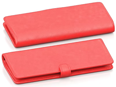Red Leather Long Wallets With Snap Closure And Smooth Surface Design 3d model