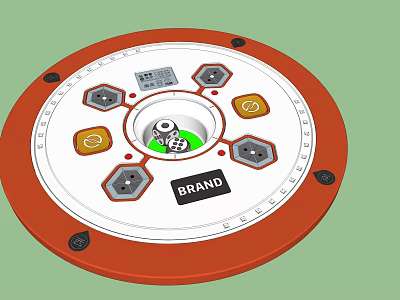 Circular Daily Use Electrical Appliance With Red Outer Ring White Control Panel And Control Buttons 3d model