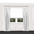 White Flowy Curtains With White Blinds And Green Plants By Window